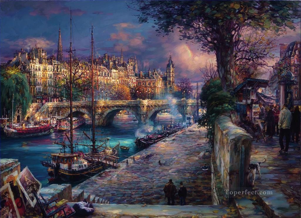 cityscape riverside Oil Paintings